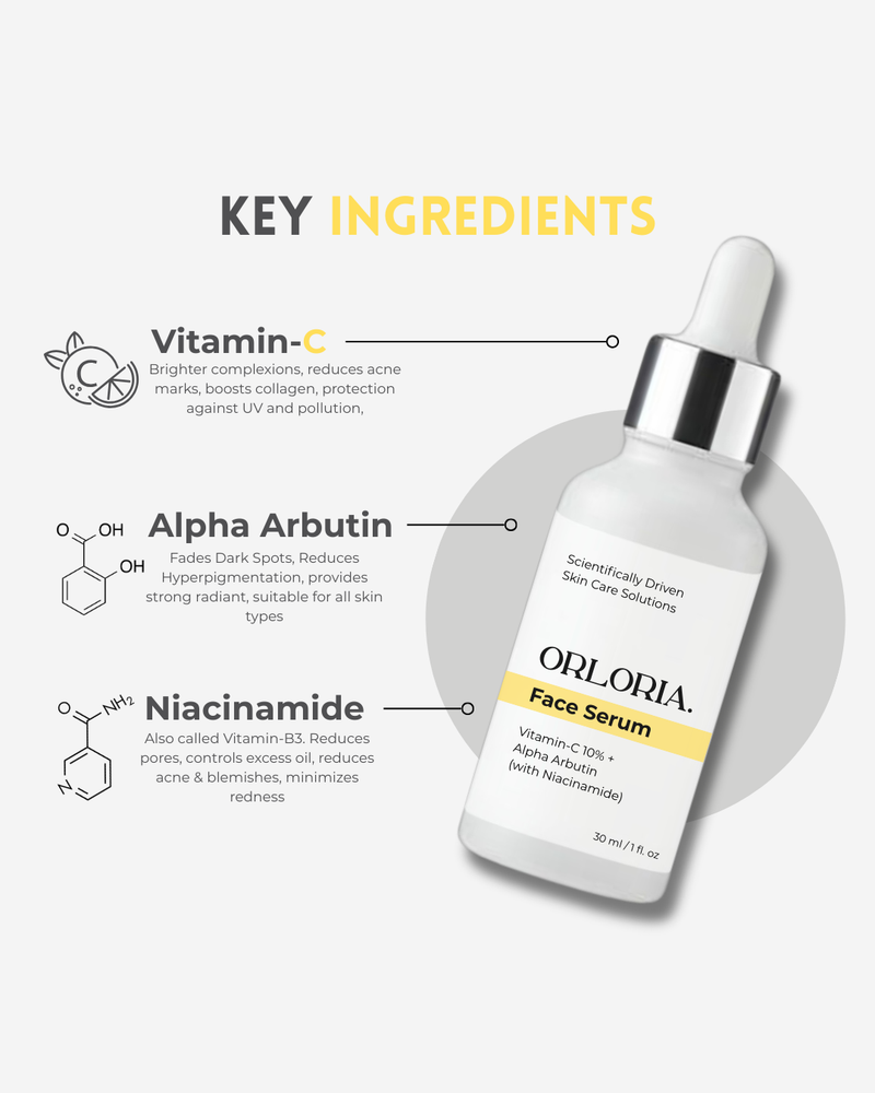 Vitamin-C 10% + Alpha Arbutin Face Serum with Niacinamide