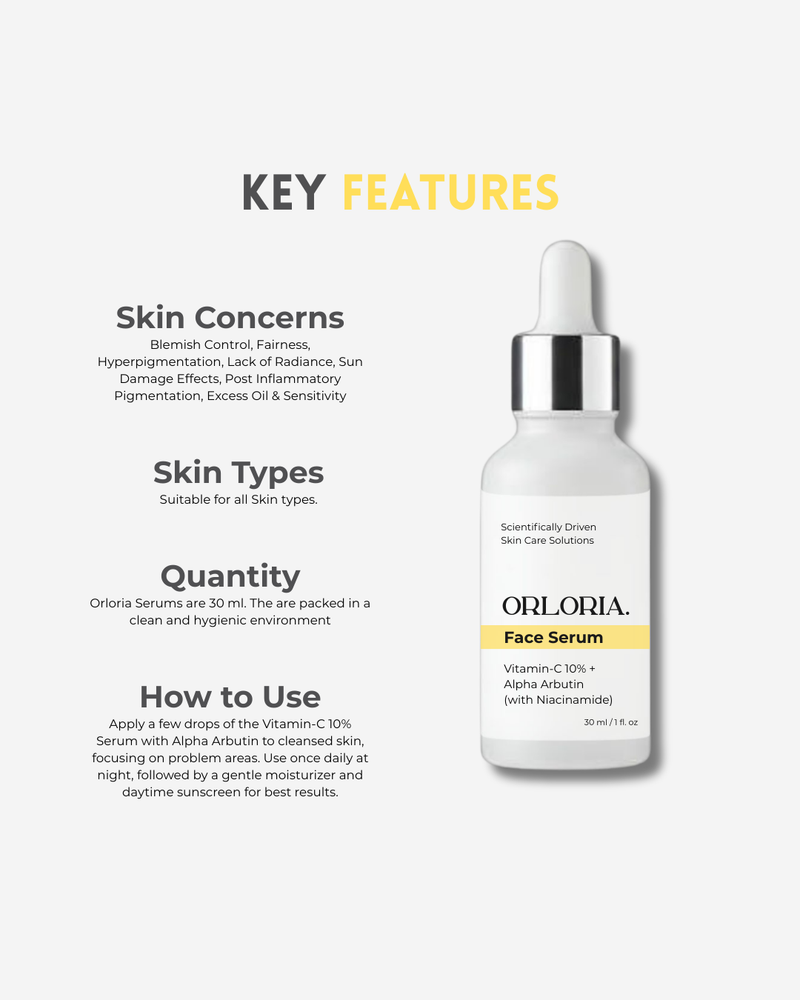 Vitamin-C 10% + Alpha Arbutin Face Serum with Niacinamide